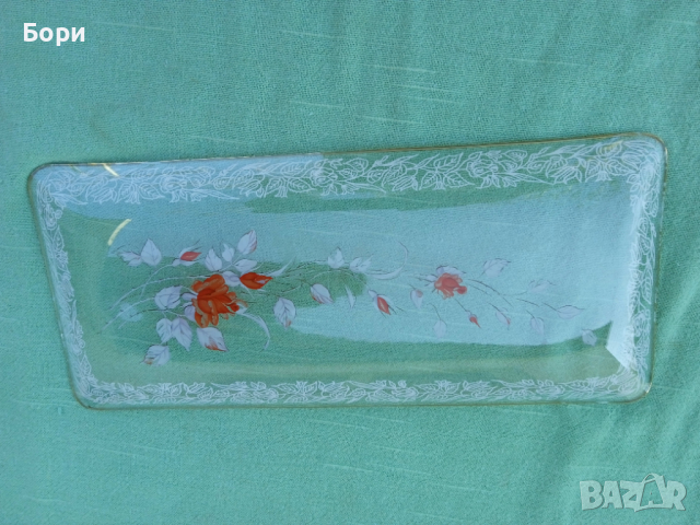 Стара стъклена чиния/плато, снимка 5 - Чинии - 36242463