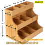 Вертикална кутия органайзер поставка за подреждане на 180 пакетчета чай – от бамбук - КОД 4099, снимка 9
