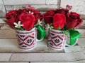Чаша с рози, народни мотиви, шевици, снимка 1