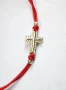 Гривничка против уроки от червен конец и сребърни елементи. Сребърно кръстче проба 925, снимка 5