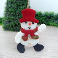 3392 Коледна фигура за окачване Снежко с червена шапка, 16 см, снимка 3 - Декорация за дома - 39158000