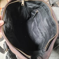 FOSSIL голяма чанта естествена кожа,черна + брезент, снимка 8 - Чанти - 44194870