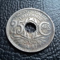Стара монета 25 сантима 1927 г. Франция - топ !, снимка 4 - Нумизматика и бонистика - 42219310