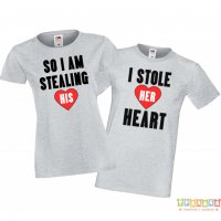Tениски за влюбени I Stole Her heart, So i am stealing his, снимка 4 - Тениски - 35719238