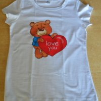 Нова Дамска тениска TEDDY BEER LOVE YOU!, снимка 4 - Тениски - 34012859