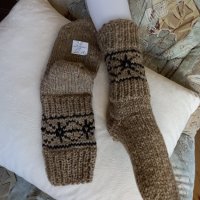 Ръчно плетени мъжки чорапи от вълна, размер 38, снимка 2 - Мъжки чорапи - 41784552