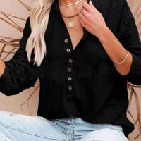 Дамска едноцветна блуза с копчета и дълъг ръкав, 5цвята - 023, снимка 10 - Блузи с дълъг ръкав и пуловери - 41948867