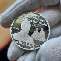 Възпоменателна монета 5 Dollars COMMONWEALTH OF THE BAHAMAS 1991, сребро, снимка 2 - Нумизматика и бонистика - 41549352