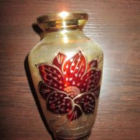 Много красива Кристална ваза ,ръчно рисувана със злато,16см., снимка 8 - Вази - 34837731