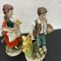 Чифт стари немски фигури на момче и момиче. №5176, снимка 6 - Колекции - 44725584