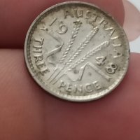 3 пенса Австралия 1948 г сребро

, снимка 4 - Нумизматика и бонистика - 41665635