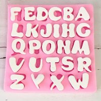 Латиница Азбука букви широк шрифт главни силиконов молд форма фондан шоколад гипс декор, снимка 1 - Форми - 40085253