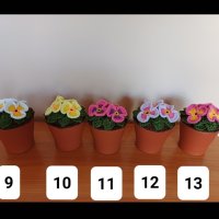 Плетени теменужки , снимка 9 - Изкуствени цветя - 42001890