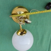 Стара стенна лампа месинг и стъкло, снимка 8 - Лампи за стена - 36107351