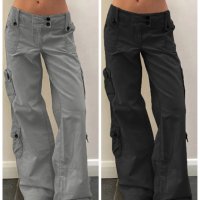 Дамски карго панталони с нестандартен дизайн в ретро стил с голям джоб и широк колан, 2цвята - 024, снимка 1 - Панталони - 41776500