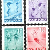 Полша, 1952 г. - пълна серия чисти марки, спорт, 4*5, снимка 1 - Филателия - 41945164