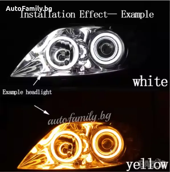 Универсални Cotton LED Ангелски очи с мигач 80мм, снимка 1