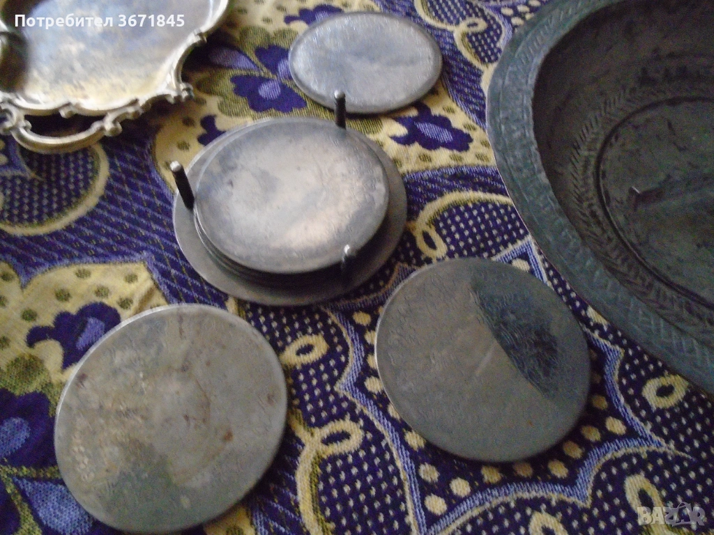 антикварни метални поставки за чаши, снимка 1
