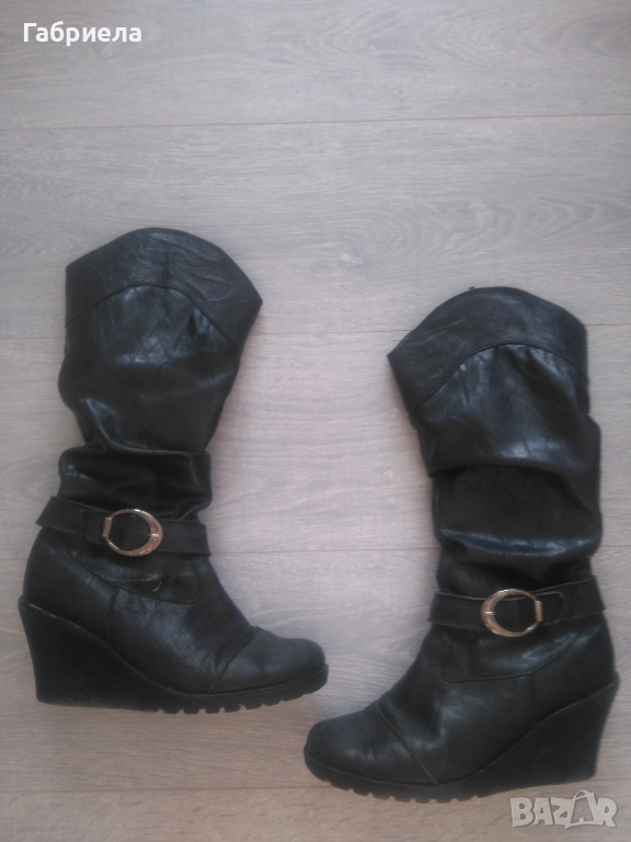 Ботуши на платформа, естествена кожа, снимка 1