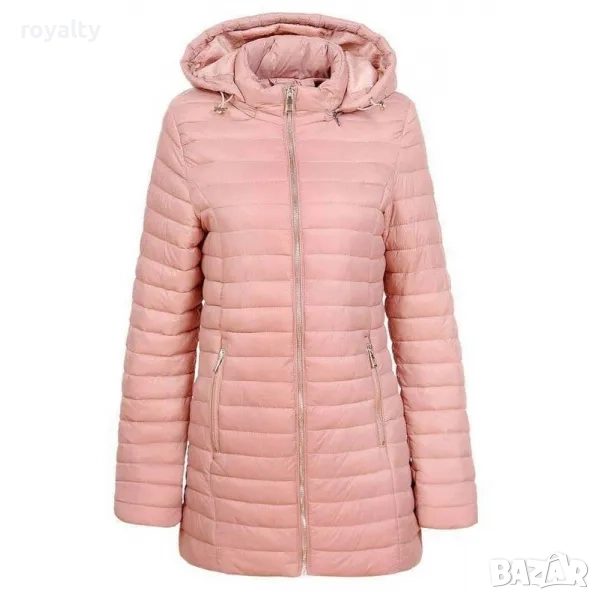 Дамско яке пудра с качулка, снимка 1