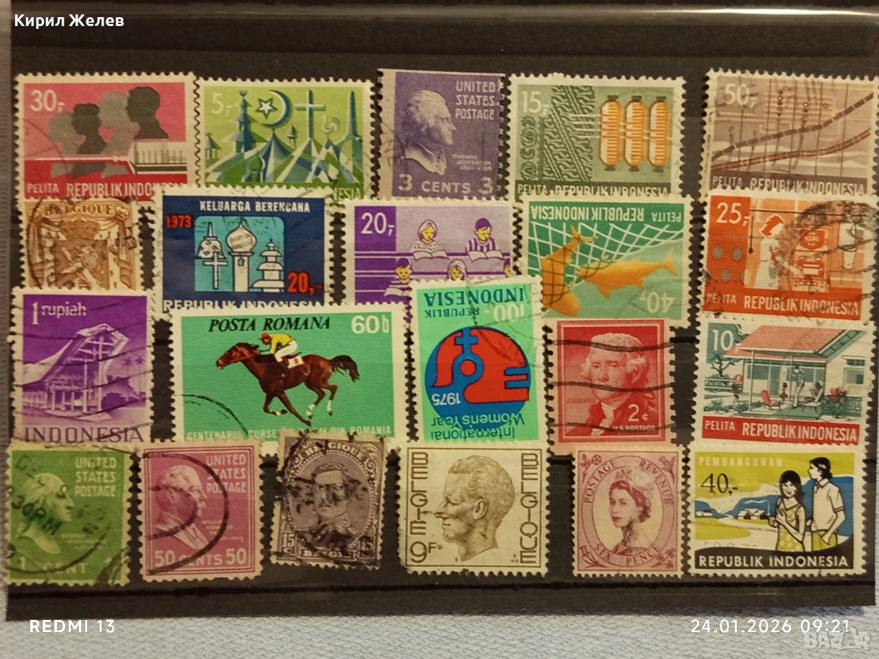 Стари пощенски марки от цял свят смесени БЕЛГИЯ, АМЕРИКА, ИНДОНЕЗИЯ за КОЛЕКЦИЯ 51990, снимка 1