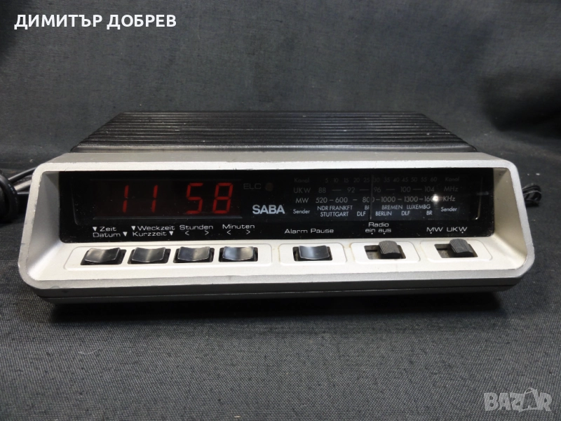 СТАР РЕТРО ТРАНЗИСТОР MW/FM РАДИО LED ЧАСОВНИК SABA GERMANY, снимка 1