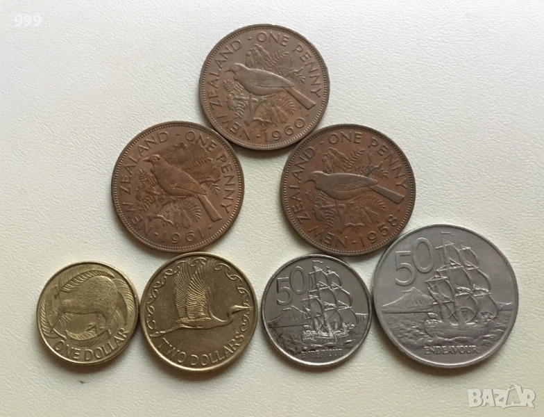 50 цента, 1 долар, 2 долара, 1 пени 1958, 1960, 1961 Нова Зеландия, снимка 1