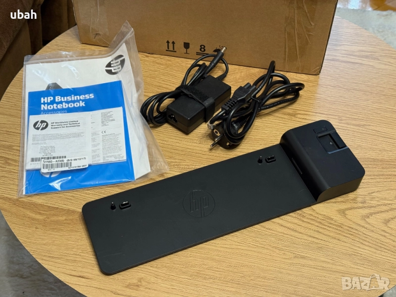 HP 2013 UltraSlim Docking Station + оригинален 65W AC адаптер, захранващ кабел и документация, снимка 1