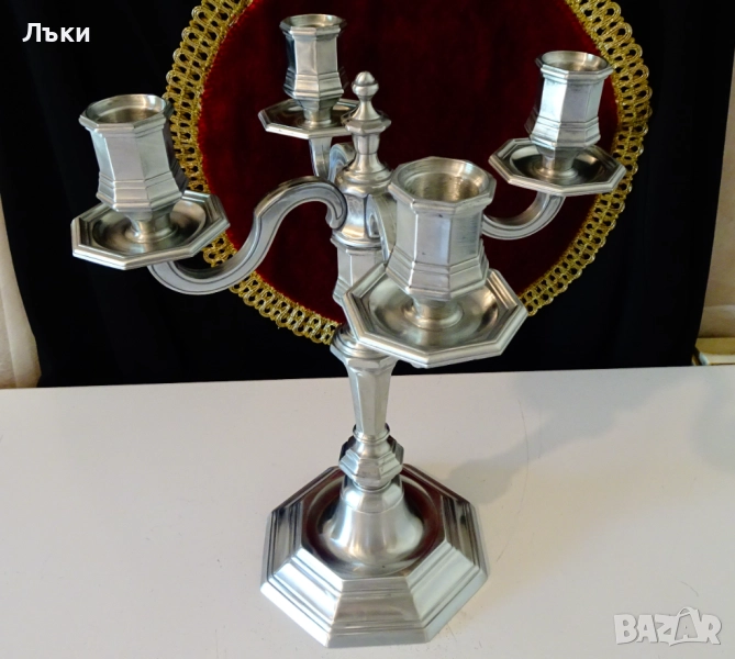 Christofle свещник четворка от калай 1.7 кг.,модел Cluny. , снимка 1