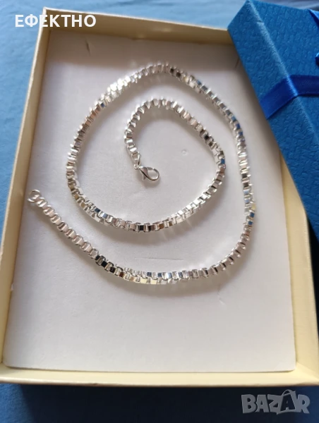 Чисто нов, масивен и дълъг сребърен ланец, снимка 1