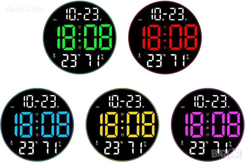 Кръгъл дигитален часовник за стена, снимка 1