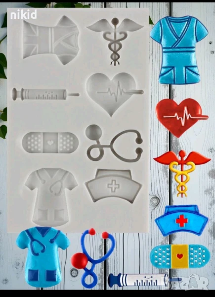 Медицина медицински лекарски доктор докторски силиконов молд форма фондан декор торта , снимка 1