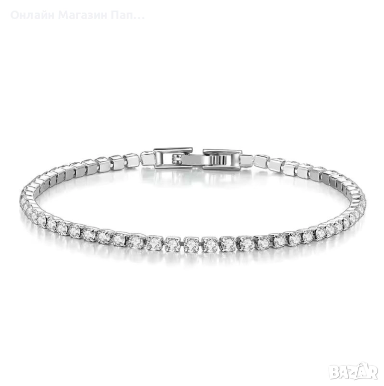 SMTCAT Сребърна Гривна с Квадратни CZ Камъни, снимка 1