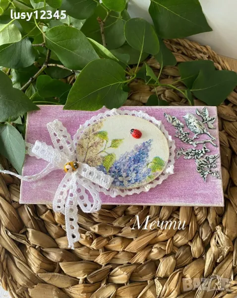 Кутия с шест пръстени за салфетки с люляк!, снимка 1