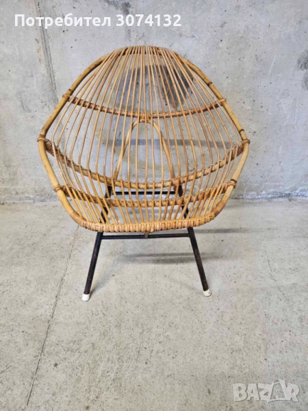Скандинавско кресло от естествен ратан, снимка 1