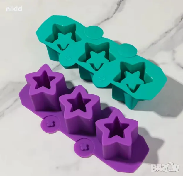 3 бр звезда звезди кашпи кашпа калъп свещ саксия чаша шоколад глина силиконов молд форма калъп, снимка 1