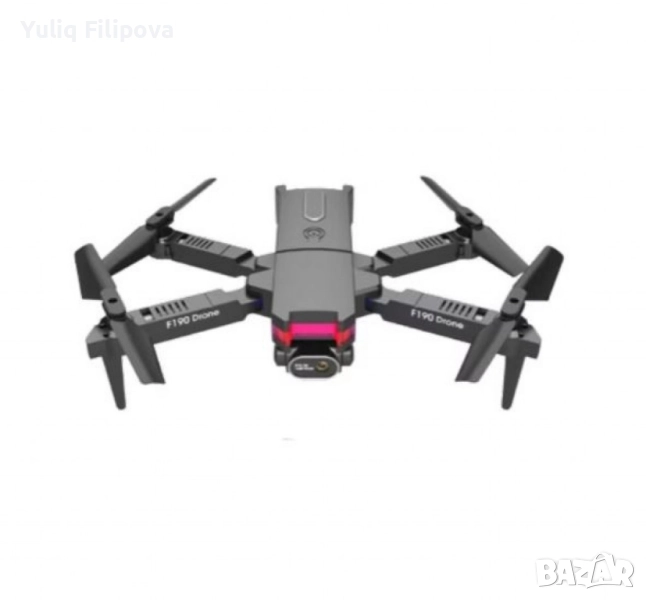 Дрон F190 с 4K камера, LED светлини и WiFi – Черен модел с висока маневреност и интелигентни функции, снимка 1