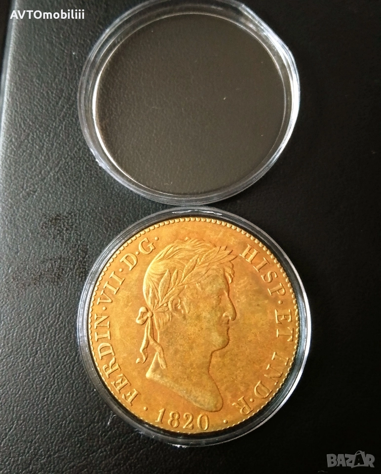 Позлатена голяма испанска монета, снимка 1