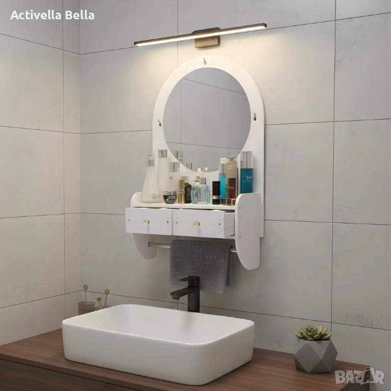 Огледало за грим с място за съхранение - елегантно и спестяващо място решение за баня и спалня, снимка 1