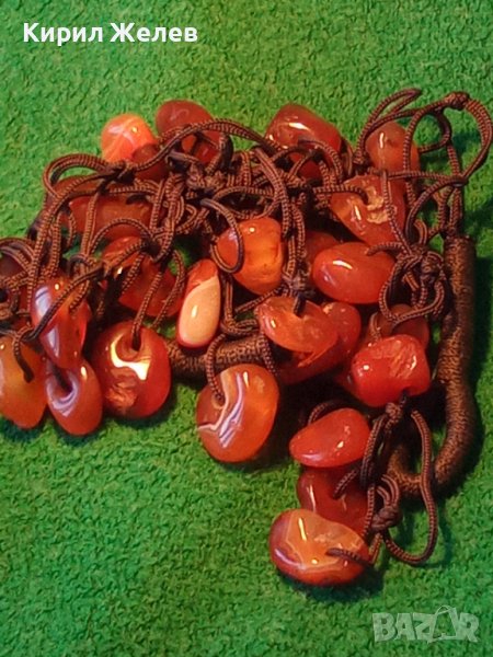 ОГЪРЛИЦА КОЛИЕ НАТУРАЛЕН СКЪПОЦЕНЕН КАРНЕОЛ РЪЧНА НАПРАВА ГРЪНЧ АРТ СТИЛ 22821, снимка 1