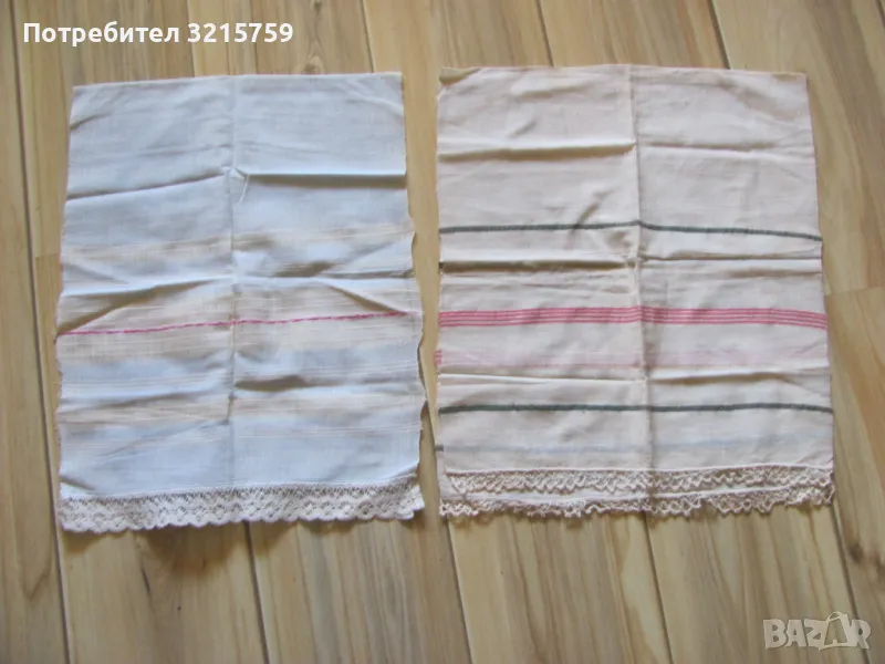 19в. кърпа, месал, ръчно тъкан кенар , дантела, 96х36см./2бр, снимка 1