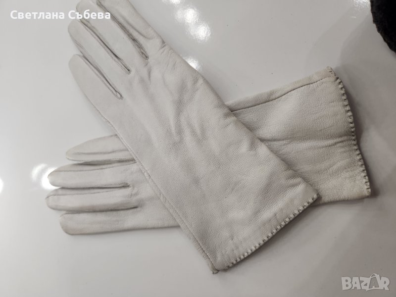 Бели ръкавици естествена кожа , снимка 1