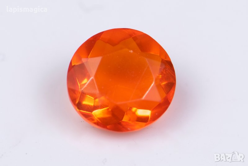 Мексикански огнен опал 0.64ct 6.5mm кръгла шлифовка, снимка 1