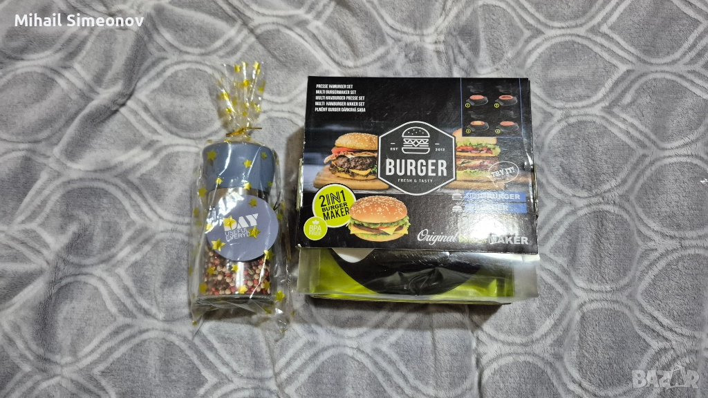 Преса за бургер 2 в 1 Бонус Комплект  мелнички за подправки, снимка 1