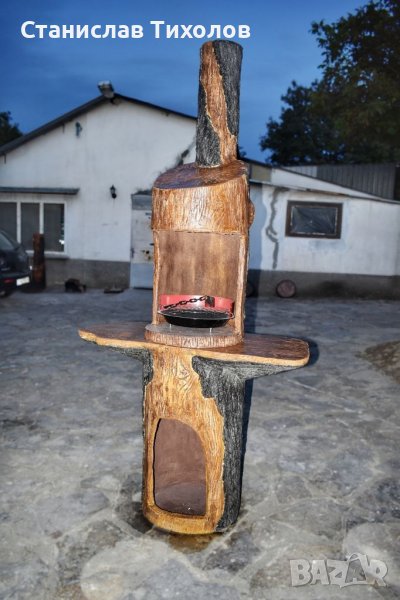 Градинско барбекю от щампован бетон имитация на дърво, снимка 1