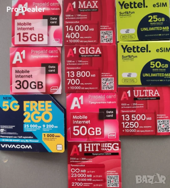 eSIM A1 Йеттел Виваком data 15,30,50  MAX GIGA ULTRA HIT sim card сим карта iPhone pro apple, снимка 1