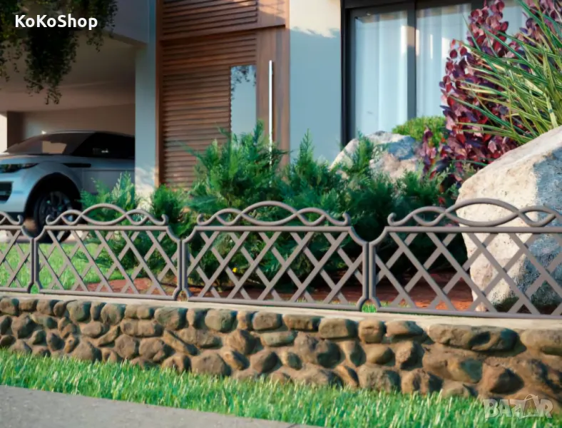 Декоративна ограда-397.5 х29.5 см./черна пластмасова градинска ограда, снимка 1