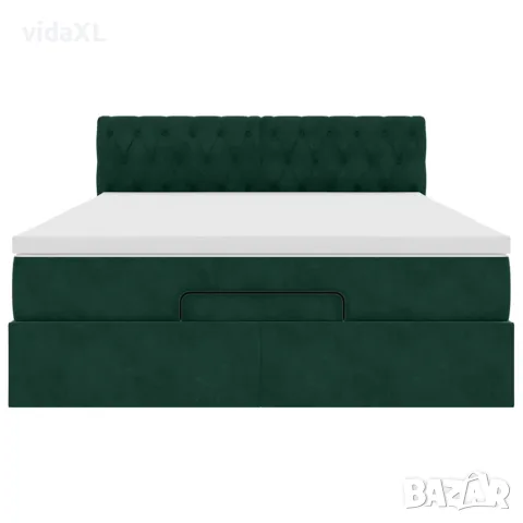 vidaXL Османско легло с матрак Тъмнозелено 140x200cm кадифе, снимка 7 - Спални и легла - 56147029