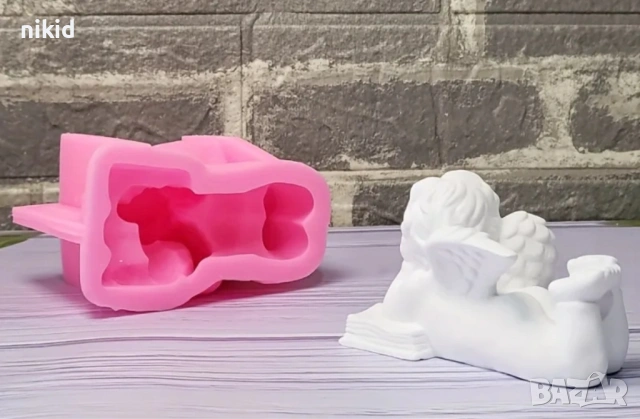 3D Дете ангел легнало с книга голям силиконов молд форма фондан гипс шоколад свещ декор, снимка 2 - Форми - 53804476