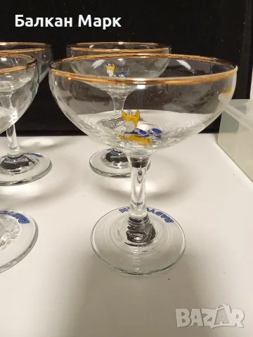 Винтидж, ретро чаши за шампанско Babycham 4 бр. с позлата, снимка 3 - Чаши - 56166202